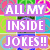 Pixelated text phrases in various colors overlay a of peace signs on multicolored backgrounds