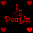 Red pixelated text and heart symbols arranged in a on black background, with repeated 'I <3 Douglas' phrases. The image contains no visible animation changes across observations