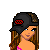 Pixel art of a female character with long brown hair wearing black pants and a black cap, alongside text reading "I Hate School Dress Codes!" in pink and black.