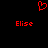 Red pixelated heart symbol above two instances of the word 'Elise' in red pixelated text on a black background.