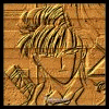 Wooden-textured icon features a character with spiky hair holding a card, next to text listing name Tasuki from Fushigi Yuugi type Pine Wood.