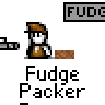 Animated contact sheet of a pixel art character with multiple expressions and speech bubbles, arranged in 4x4 grid on gray background.