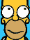 Pixelated cartoon character with yellow skin and brown mouth, shown in multiple expressions against blue background.