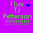 Purple background with green text reading 'I luv TJ Peterson' and multiple exclamation marks, featuring a blue heart icon that changes to a blue starburst pattern.