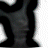 Animated sequence of a stylized figure with dark hair and mask-like features, transitioning from full-body to head-only views against white background.