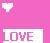 Pixelated pink icon with white heart symbol and 'LOVE' text in stylized font on a gradient background.
