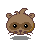 Four pixelated depictions of a brown animal head with large black eyes, small ears, and whiskers arranged in a on gray background