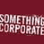 A 49x49 pixel animated contact sheet showing seven frames of a glitchy text-based icon with repeating "SOMETHING" and "CORPORATE" text on a maroon background, featuring vertical red static lines and partial gray transparency in the bottom-right corner.