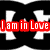 Black and white geometric pattern with red text boxes displaying 'I am in Love', 'With Someone', 'Whos name is Hayley'