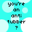 Pixelated cyan background with white circles and black text reading "you're an anti tubber ?" in four identical quadrants.