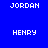 Blue background with white pixelated text 'JORDAN' and 'HENRY', two versions showing a light blue circular gradient effect on the left side.
