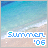 A beach scene with turquoise water and sandy shore, overlaid with 'Summer '05' text in varying color schemes