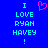 Blue background with cyan text reading "I LOVE RYAN HAYEY !" and a pink pixelated heart symbol above the text.