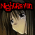Pixelated anime-style character with brown hair and large eyes, shown in four with red text overlays