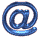 Blue @ symbols in various orientations on a gray background, with some appearing as vertical bars.