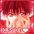 Pixelated red-toned image of a character with short hair, closed eyes, and visible mouth area against a gradient background.