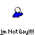 Pixelated cartoon figures with white heads and blue bodies, one with rainbow stripes and pink triangle, red heart, and text reading 'But My Im Not Gay!!!! Boyfriend Is'