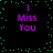 Four identical purple text blocks reading "I Miss You" arranged in a on a black background with scattered green dots