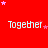 Red background with repeated white text 'Together' and scattered pink stars, some fading in or out.