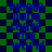 Blue pixelated text on a green and dark blue checkered background, with repeated phrases arranged in a pattern