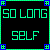 Static digital image with green pixelated text on black background, bordered by blue and green checkered corner elements.