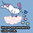 Pixelated unicorn on pink cloud with floating hearts and shapes, blue background.
