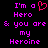 Pixelated text in bright pink and red on black background with heart symbol replacing 'o' in Hero.