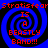 Four identical blue spiral backgrounds with red text reading "Stratisfeor Stratisfeor IS A BEASTLY BAND!!!" arranged in a