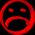 Red pixelated emoticons with sad expressions on black background, three distinct poses showing different angles and mouth positions.