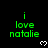 Green text reads 'i love natalie' with white heart symbols on a black background, showing repeated patterns across multiple