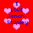 Red background with pink heart shapes and blue text reading "I LOVE Jenah Stanley" in pixelated font.