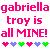 Pixelated static image with pink text and heart symbols on a light background.