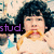 Pixelated image of a person with dark curly hair and a mustache, wearing a light-colored shirt, with purple text 'stud.' on a black background.