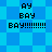 Pixelated blue background with repeating diamond shapes and black text reading "AY BAY BAY!!!!!!!!" in four identical sections.