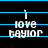 Black background with blue horizontal lines and white text reading "i love taylor" in a pixelated font, displayed across six positions