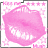 A pixelated pink heart shape with white highlights and scattered small pink stars on a white background.