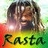 Pixelated static buddy icon featuring a person with long dark hair against a rainbow gradient background and the word "Rasta" in stylized text at the bottom.