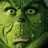 Green-skinned character with wide eyes and a furrowed brow on left; bright green background with red pixelated text 'Merry Christmas' on right.