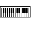 Three horizontal piano keyboard sections with black and white keys, each section showing different key patterns against a gray background.