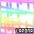 Four -aligned display a rainbow gradient pattern with shifting horizontal lines and the text 'LARONA' in black block letters at bottom center of each