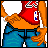 Pixelated cartoon character in red basketball jersey and blue jeans, with text reading 'i'm not ya girl friend i'm ya homie' on light blue backgrounds