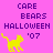 Pixel art icon with pink background, yellow cat figure, and purple text reading CARE BEARS HALLOWEEN '07 across multiple