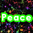 Pixelated text and symbols on a multicolored speckled background with a gray rectangle on the right.