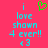 A static pixel art image with a bright pink background displays cyan text and green heart symbols arranged in two identical vertical