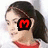 six shows a person with long dark hair in a ponytail wearing a red and white top, each displaying different large red letters over the face