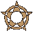 25 pixelated icons arranged in five and five , each depicting a circular star-shaped symbol with varying color tones