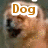 A pixelated image split into two sections: left shows a dog's face with 'Dog' text overlay, right displays a skull outline with 'Snitch Is My' text.
