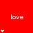 Red background with white 'love' text and varying numbers of small white stars arranged in vertical