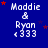 Blue background with white text 'Maddie & Ryan' and '333' repeated in a , red stars scattered across the image