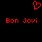 Red pixelated heart symbol above two identical red text strings on black background.